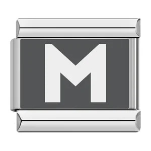 Laser-engraved 26-letter Italian modular stainless steel bracelet