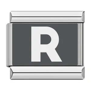 Laser-engraved 26-letter Italian modular stainless steel bracelet