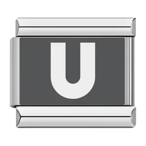Laser-engraved 26-letter Italian modular stainless steel bracelet