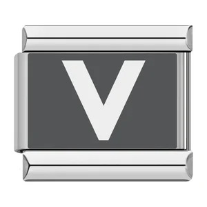 Laser-engraved 26-letter Italian modular stainless steel bracelet