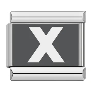 Laser-engraved 26-letter Italian modular stainless steel bracelet
