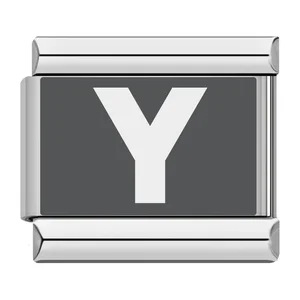 Laser-engraved 26-letter Italian modular stainless steel bracelet