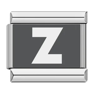 Laser-engraved 26-letter Italian modular stainless steel bracelet