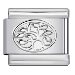 DIY Italian Modular Bracelet with Convex Silver Stamped Pattern and Titanium Steel Bangle (Italian Charms)