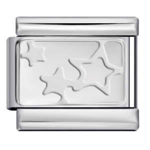 DIY Italian Modular Bracelet with Convex Silver Stamped Pattern and Titanium Steel Bangle (Italian Charms)