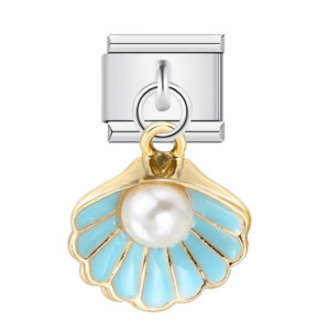 Charming Italian Modular Bracelet with Single Shell Pearl Titanium Steel Strap