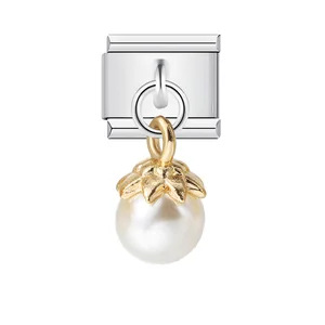 Charming Italian Modular Bracelet with Single Shell Pearl Titanium Steel Strap