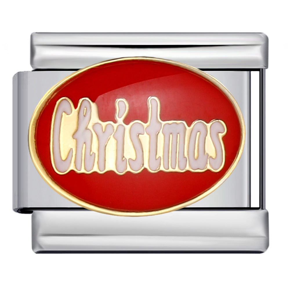 New Christmas-themed Italian modular bracelet, personalized welded oil-drip titanium steel bangle, DIY watch strap chain