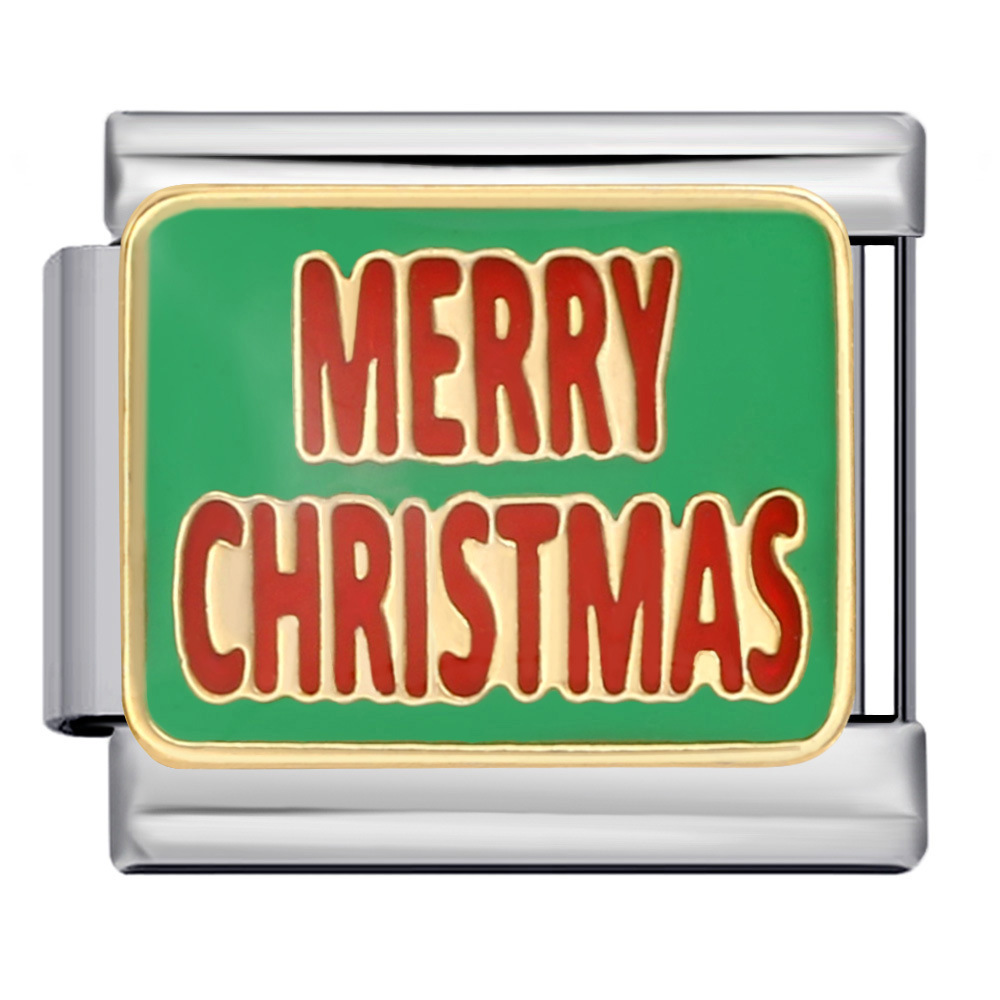 New Christmas-themed Italian modular bracelet, personalized welded oil-drip titanium steel bangle, DIY watch strap chain