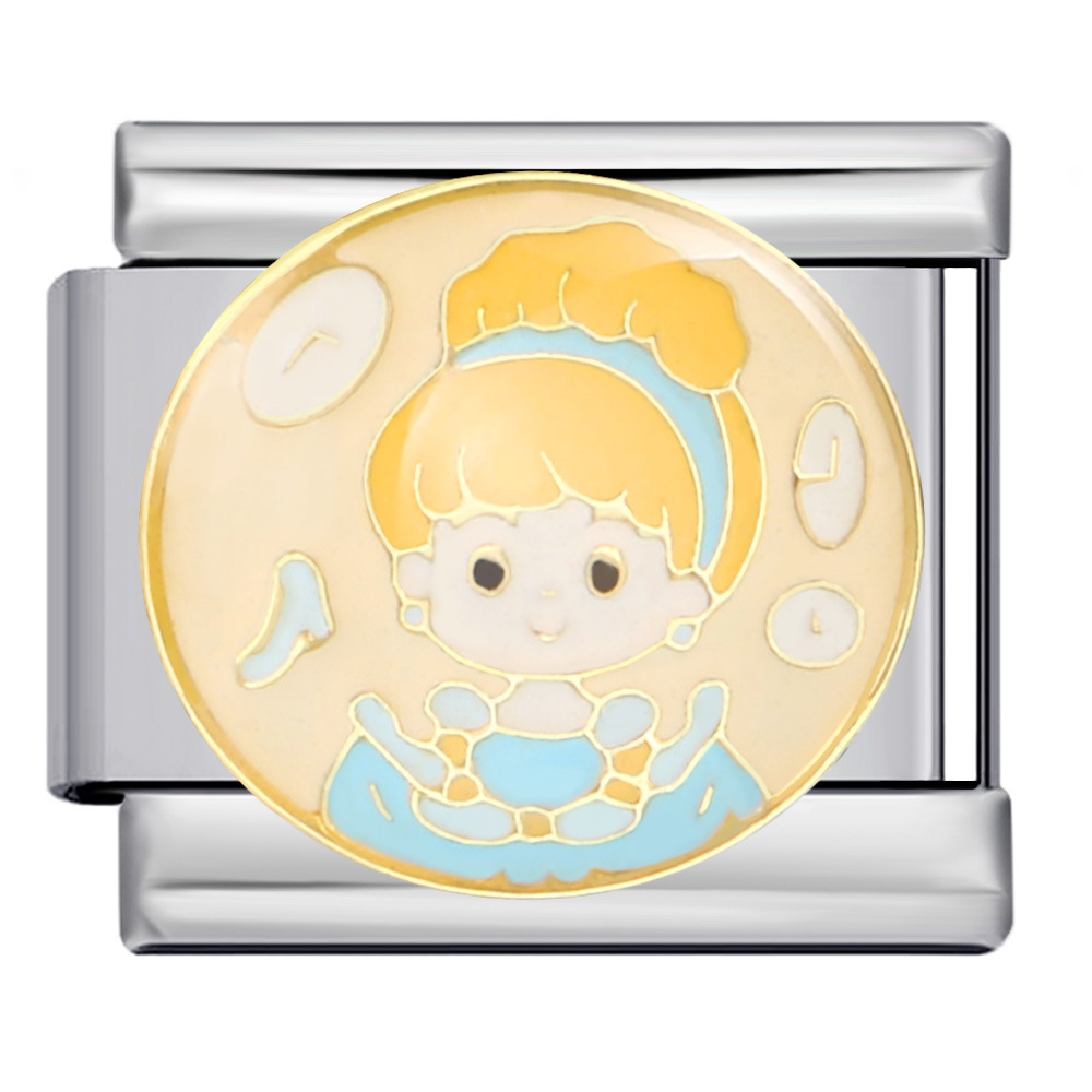 Cute cartoon character Italian modular bracelet titanium steel welded oil drip pattern DIY bracelet accessories wholesale