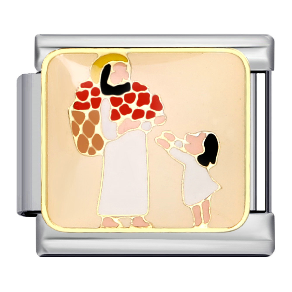 Cute cartoon character Italian modular bracelet titanium steel welded oil drip pattern DIY bracelet accessories wholesale