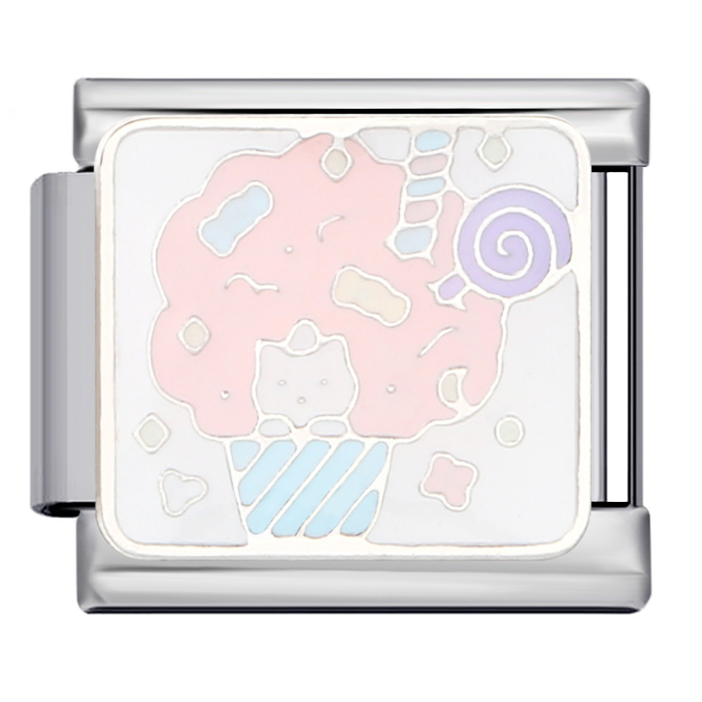 Cute cartoon character Italian modular bracelet titanium steel welded oil drip pattern DIY bracelet accessories wholesale