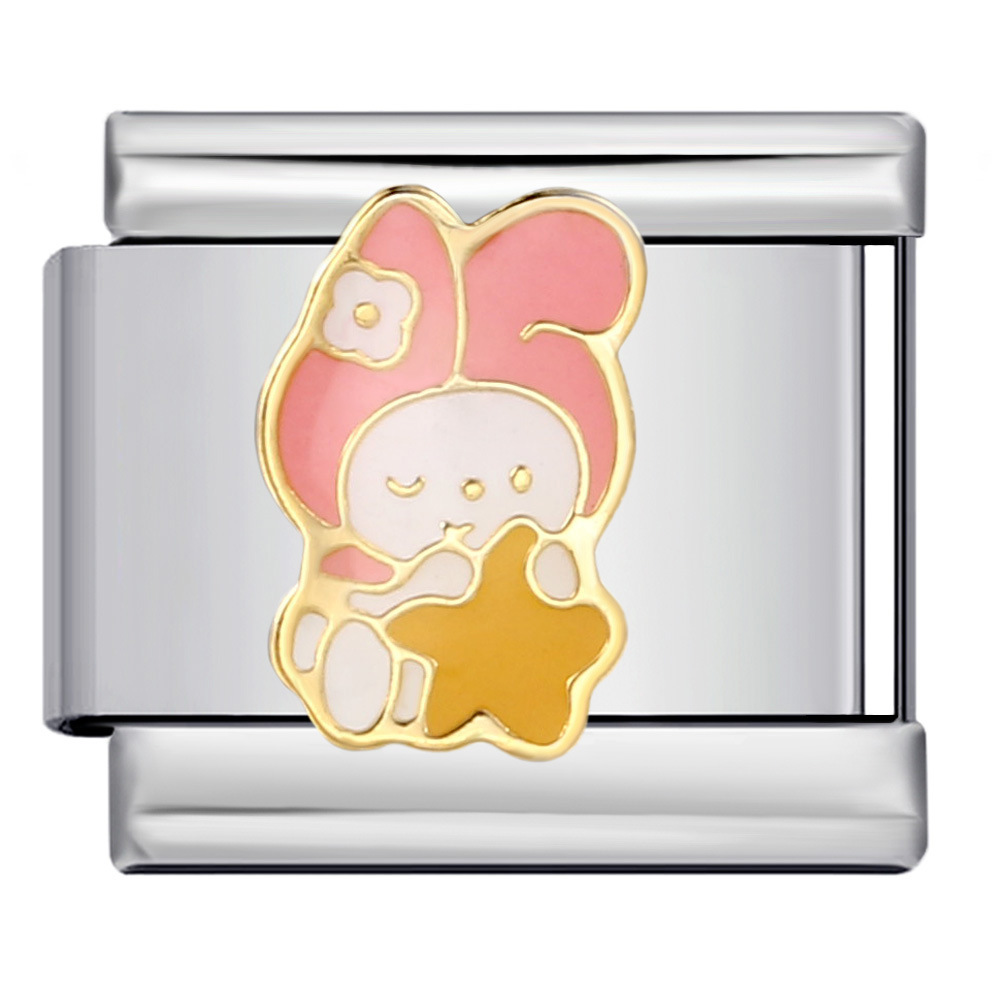 Cute cartoon character Italian modular bracelet titanium steel welded oil drip pattern DIY bracelet accessories wholesale