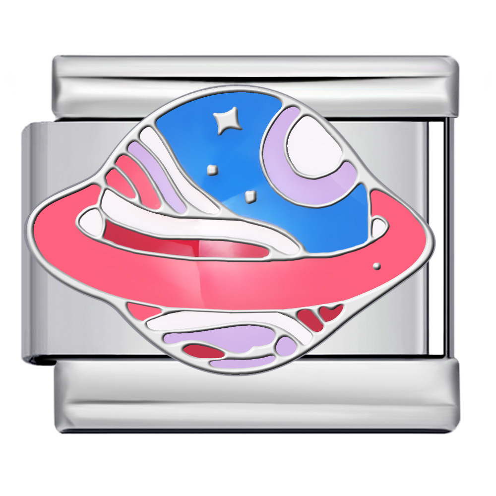 Space Planet Italian Modular Bracelet Stainless Steel Welded Oil Drip Pattern DIY Elastic Personalized Bracelet