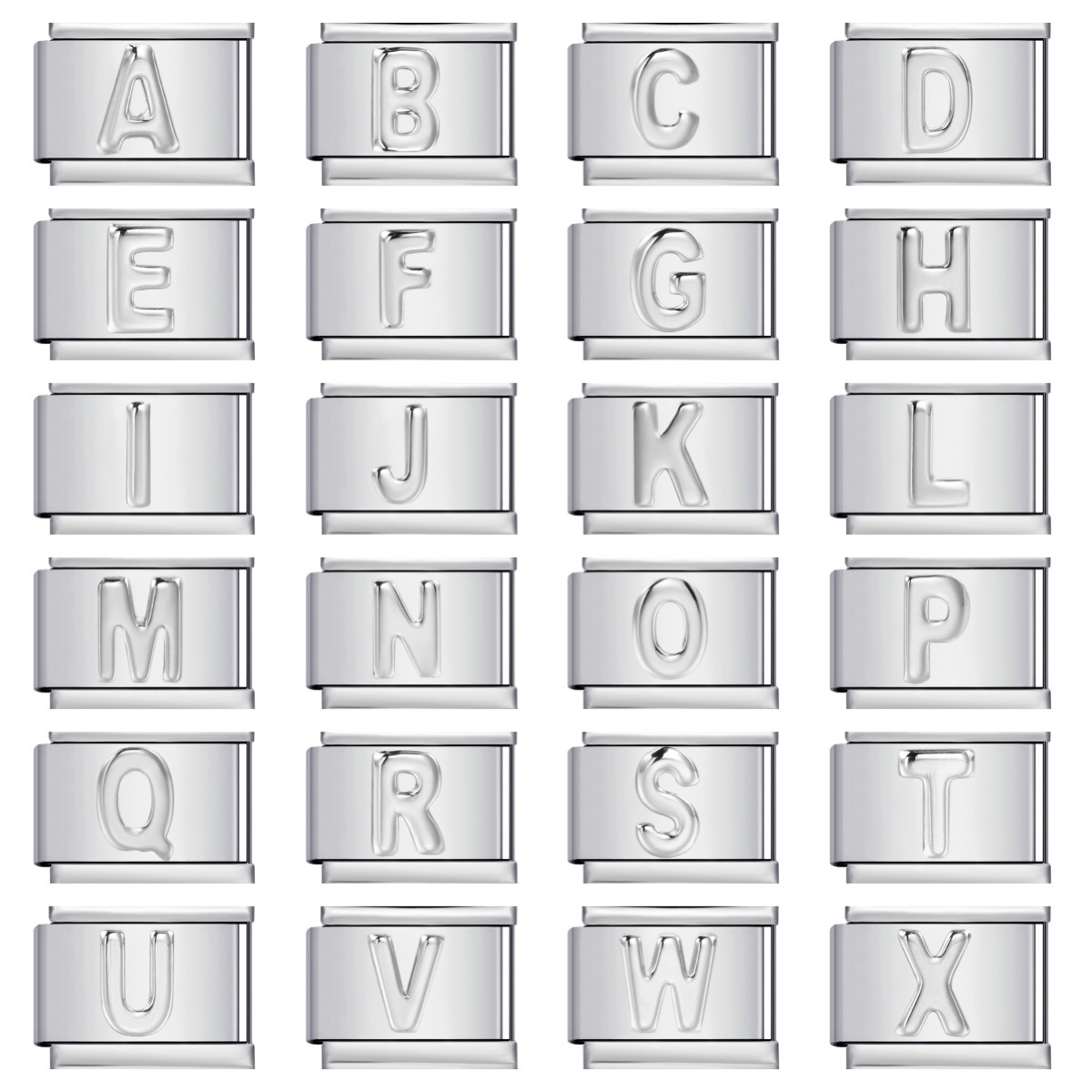 Italian stainless steel silver convex 26-letter DIY modular bracelet with freely combinable elastic watch strap