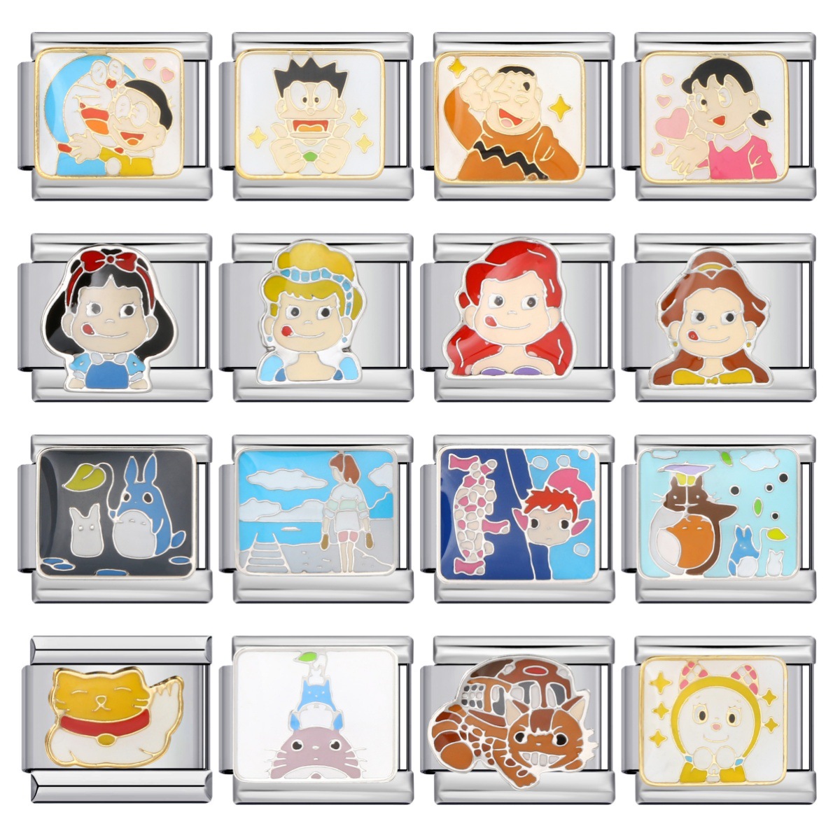 New Japanese manga character Italian modular bracelet, titanium steel welded cartoon pattern DIY elastic bangle