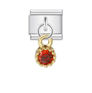 Single small round zircon Italian modular bracelet with stainless steel hook pendant DIY elastic bangle accessory