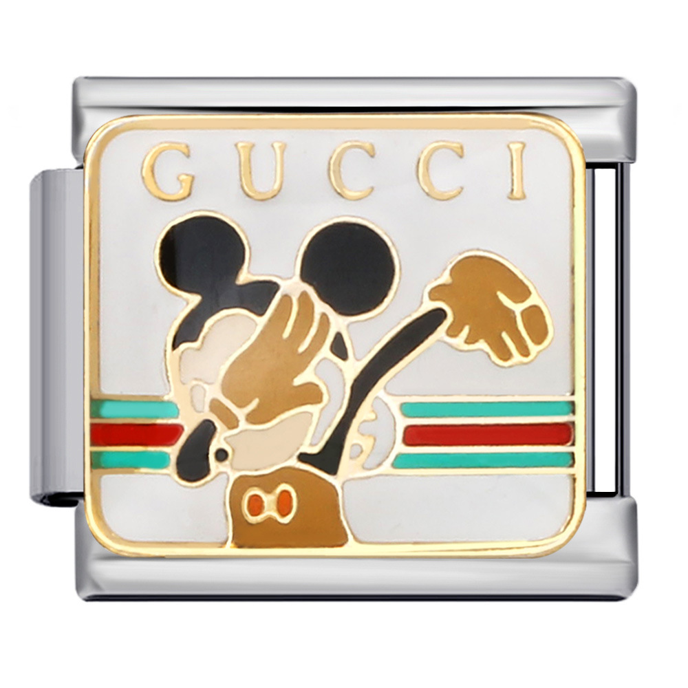 European and American cross-border cartoon character Italian modular bracelet titanium steel welded oil drip pattern DIY splicing bangle