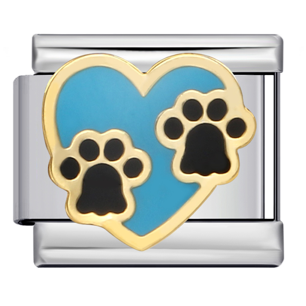 Pet-themed Italian modular bracelet with welding patterns, oil-splicing DIY elastic splicing stainless steel bracelet.