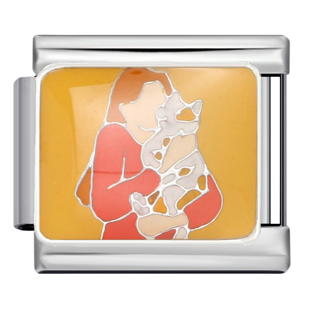 Pet-themed Italian modular bracelet with welding patterns, oil-splicing DIY elastic splicing stainless steel bracelet.
