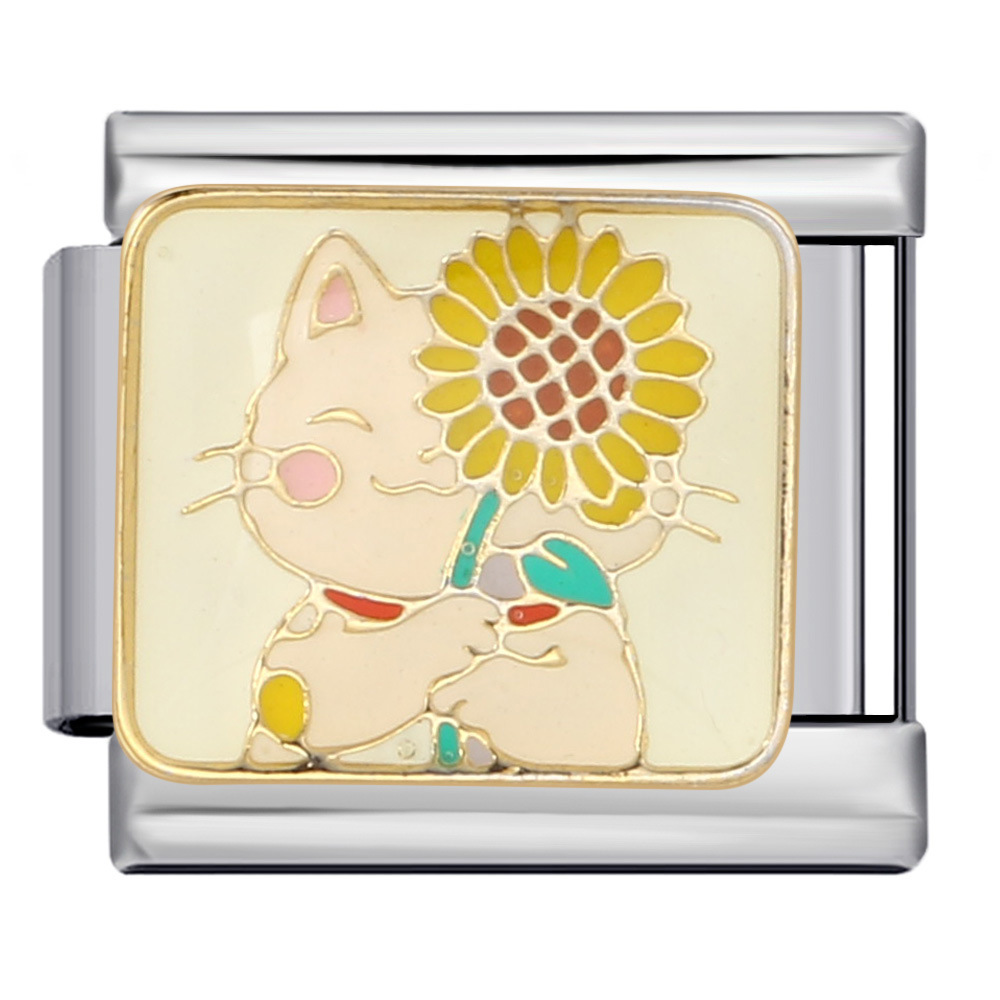 Pet-themed Italian modular bracelet with welding patterns, oil-splicing DIY elastic splicing stainless steel bracelet.