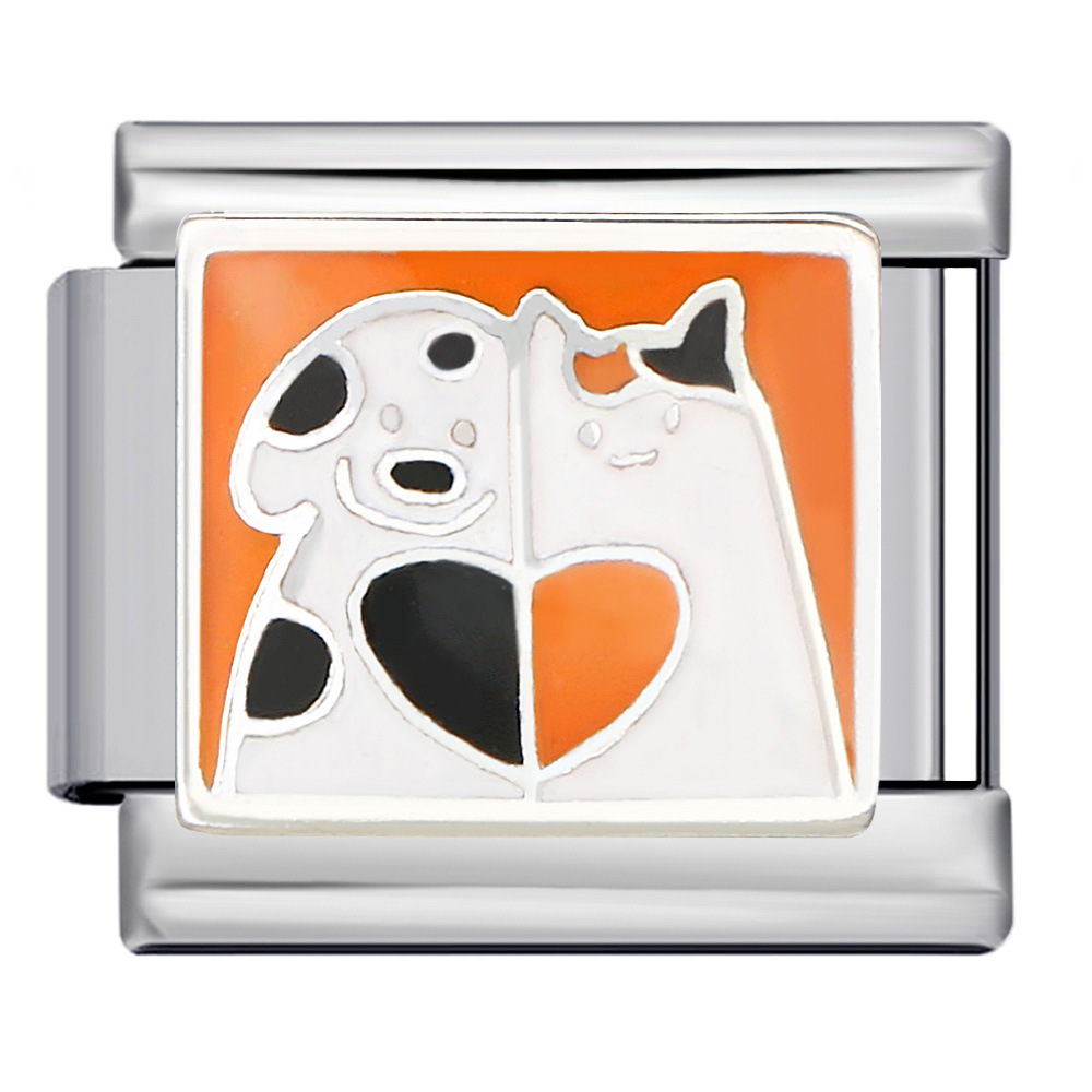 Pet-themed Italian modular bracelet with welding patterns, oil-splicing DIY elastic splicing stainless steel bracelet.