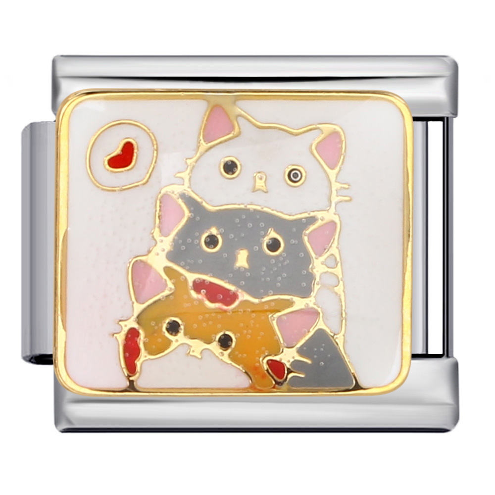 Pet-themed Italian modular bracelet with welding patterns, oil-splicing DIY elastic splicing stainless steel bracelet.
