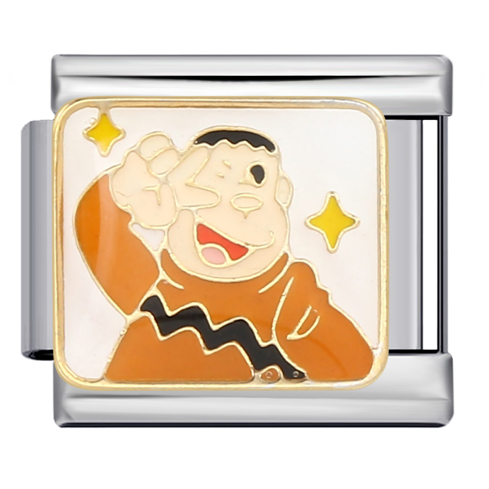 Classic cartoon character Italian modular bracelet, welded, gold-plated, oil-spliced, DIY stainless steel splicing and disassembling bracelet.