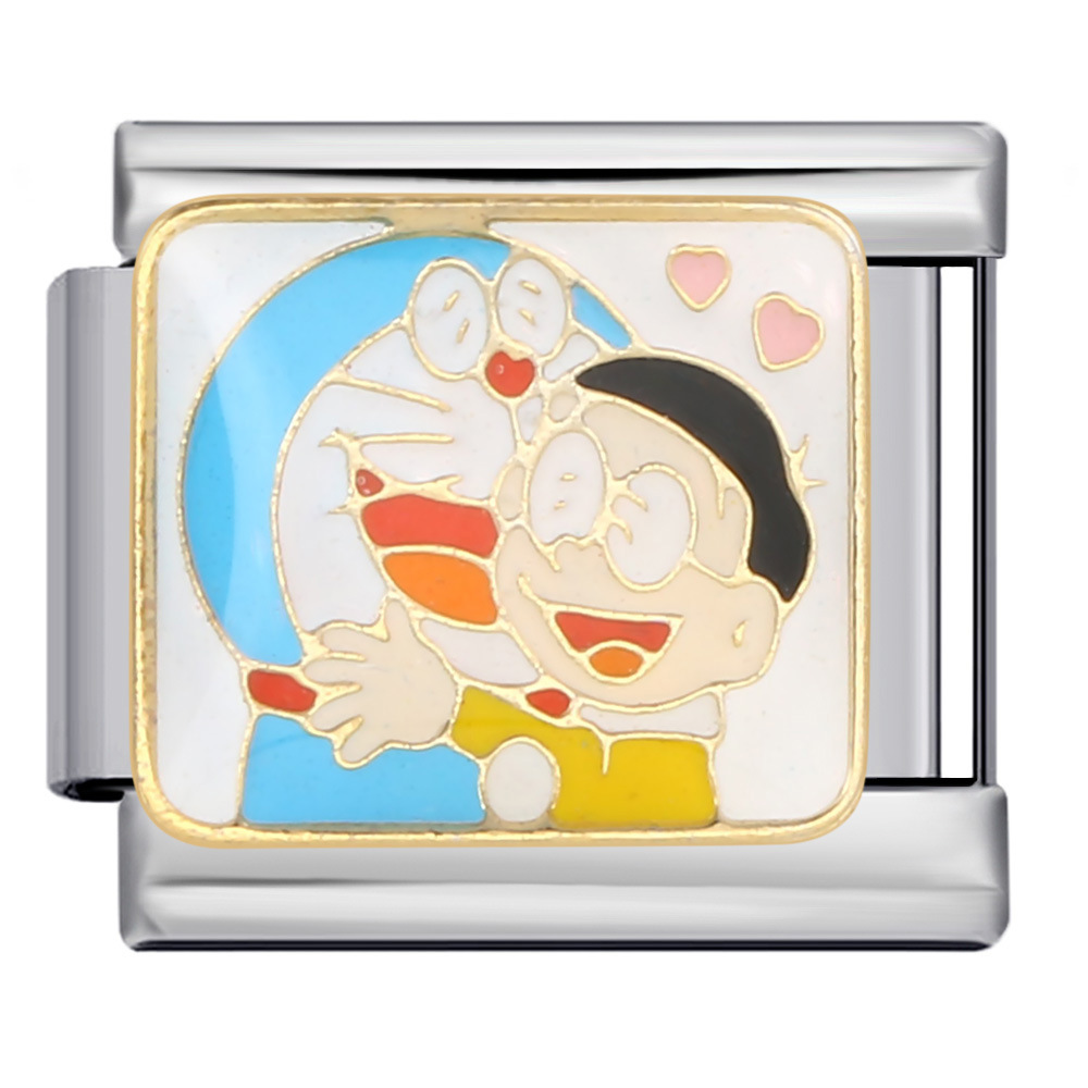 Classic cartoon character Italian modular bracelet, welded, gold-plated, oil-spliced, DIY stainless steel splicing and disassembling bracelet.