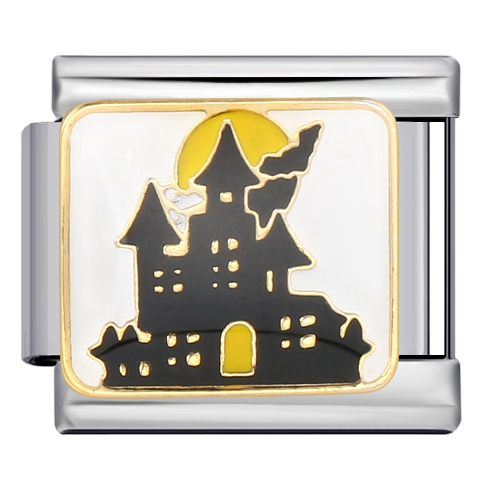 Fairy Tale Castle Italian Modular Bracelet Titanium Steel Welded Gold Plated Oil Drip Cartoon DIY Piecework Bracelet Accessories