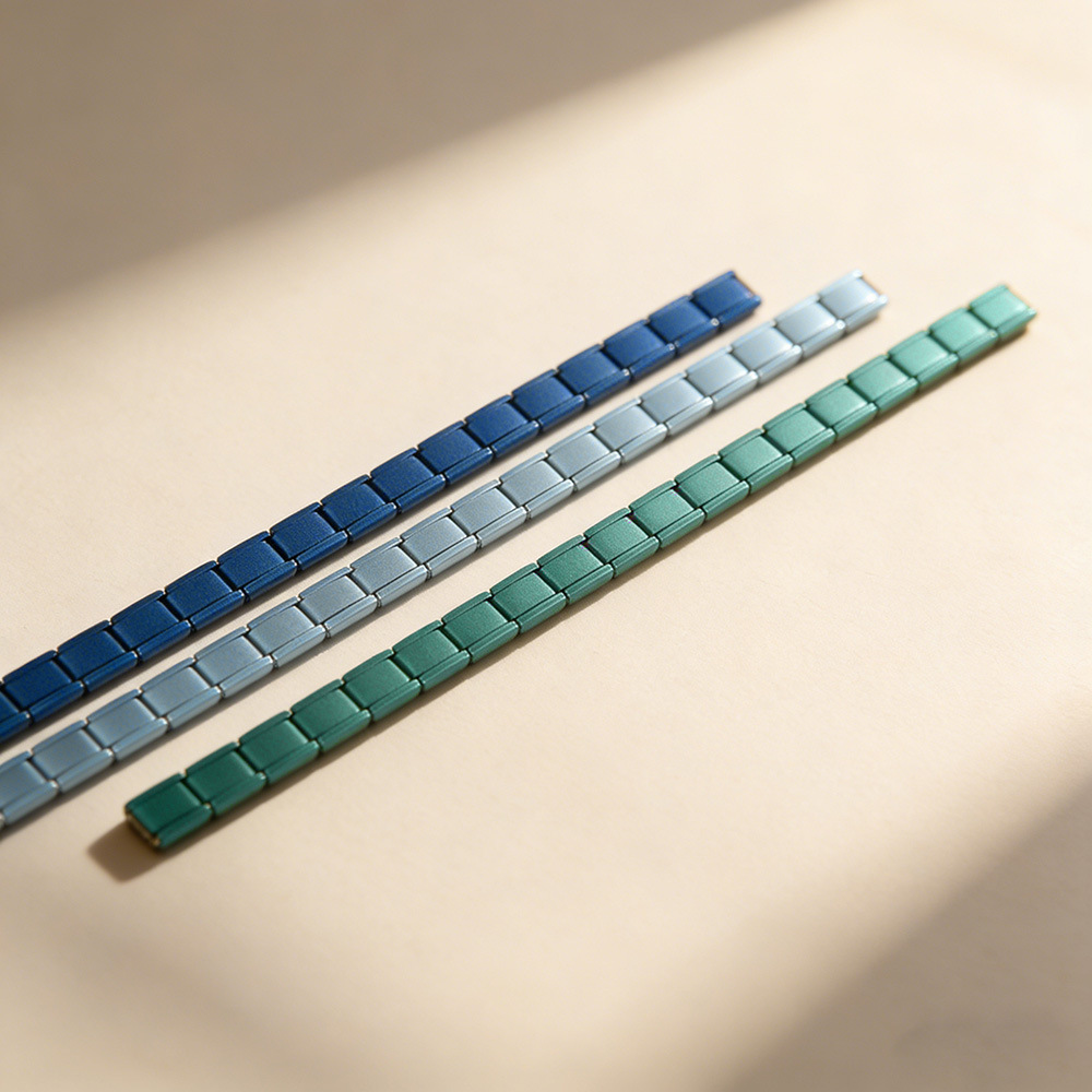 Matte electroplated Italian modular bracelet with elastic interlocking titanium steel watch strap accessories wholesale basic chain
