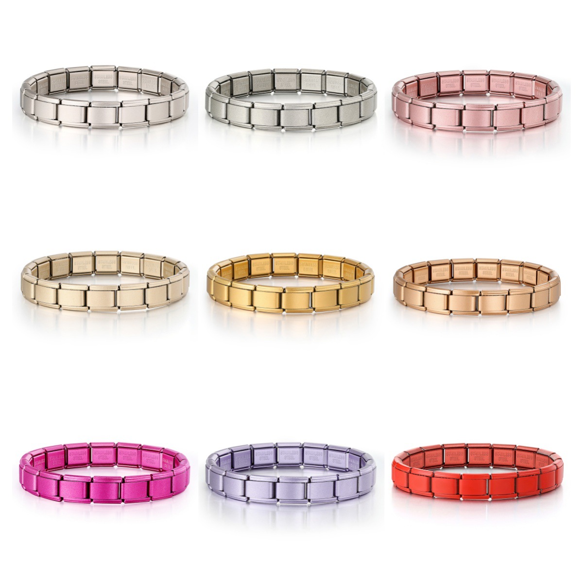 Matte electroplated Italian modular bracelet with elastic interlocking titanium steel watch strap accessories wholesale basic chain
