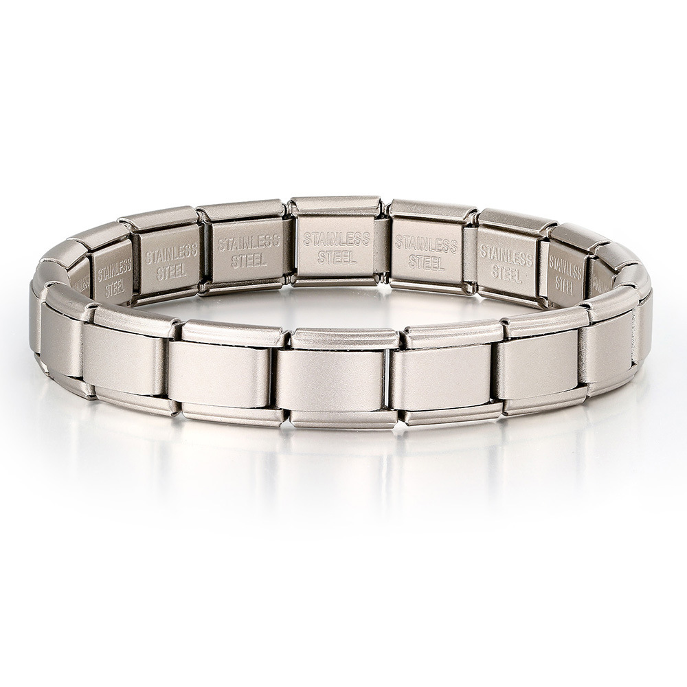 Matte electroplated Italian modular bracelet with elastic interlocking titanium steel watch strap accessories wholesale basic chain