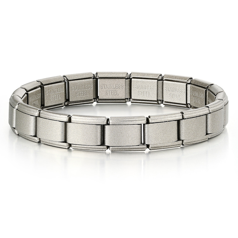 Matte electroplated Italian modular bracelet with elastic interlocking titanium steel watch strap accessories wholesale basic chain