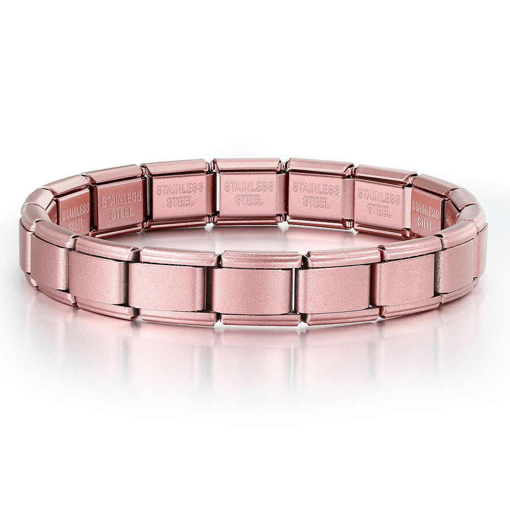 Matte electroplated Italian modular bracelet with elastic interlocking titanium steel watch strap accessories wholesale basic chain