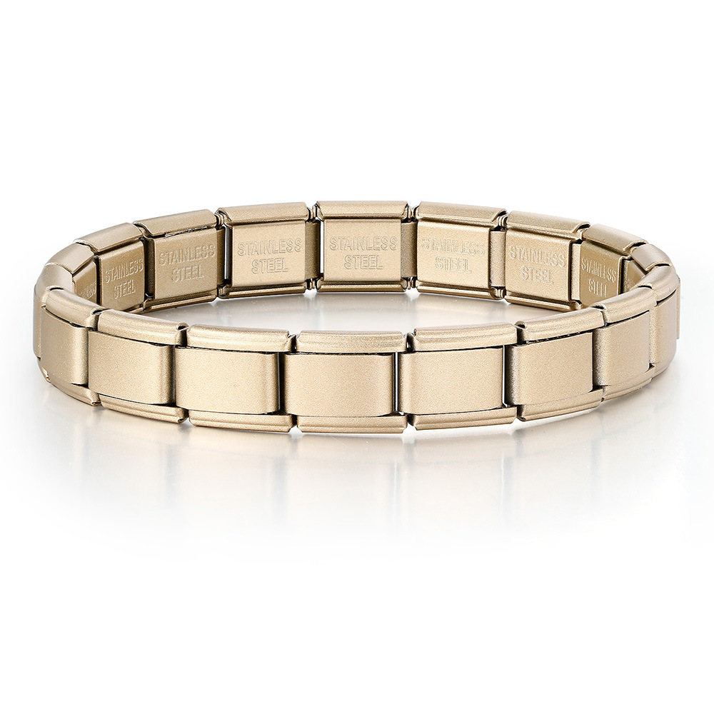 Matte electroplated Italian modular bracelet with elastic interlocking titanium steel watch strap accessories wholesale basic chain