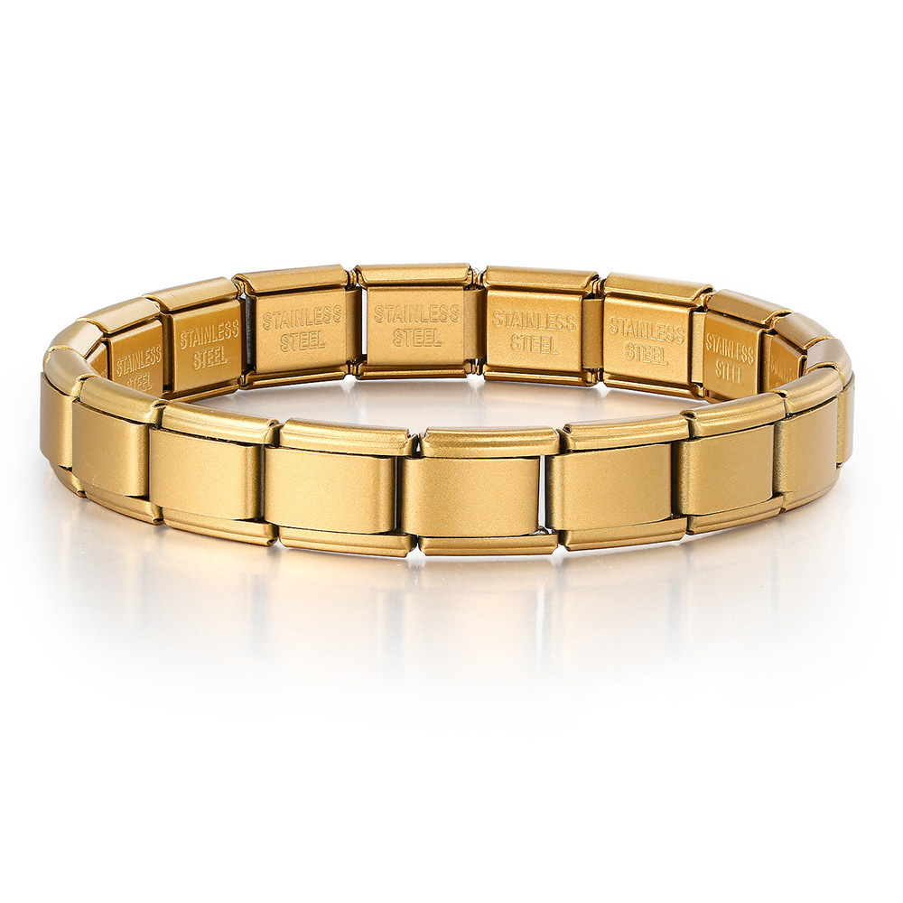 Matte electroplated Italian modular bracelet with elastic interlocking titanium steel watch strap accessories wholesale basic chain