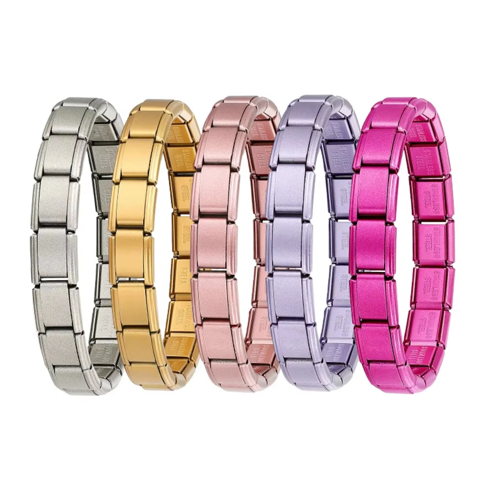 Matte electroplated Italian modular bracelet with elastic interlocking titanium steel watch strap accessories wholesale basic chain