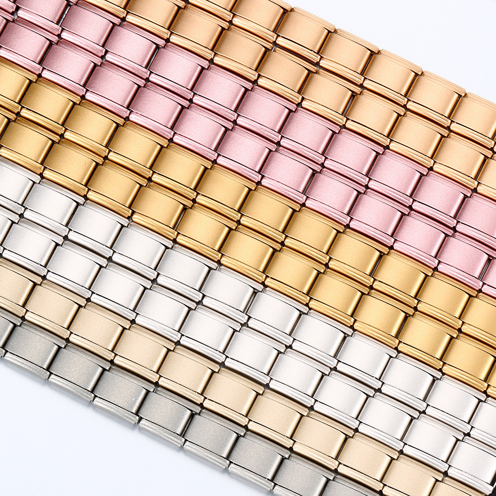 Matte electroplated Italian modular bracelet with elastic interlocking titanium steel watch strap accessories wholesale basic chain
