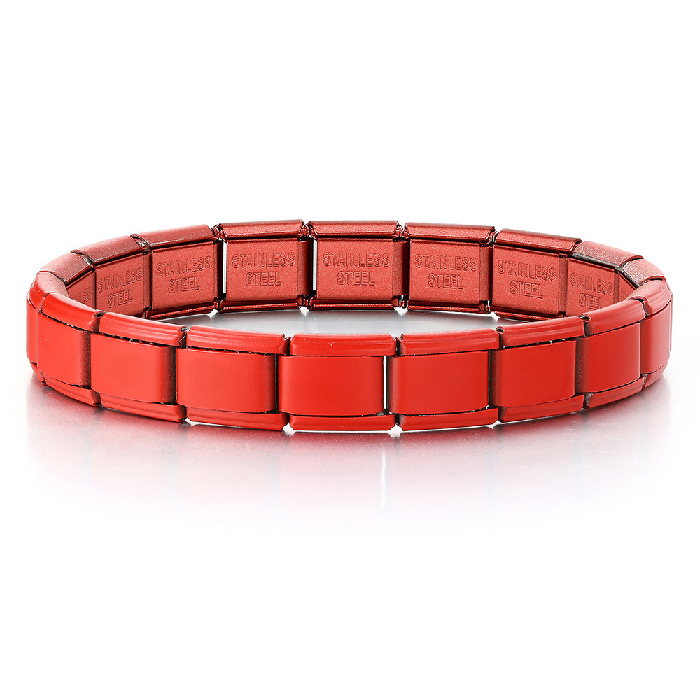 Matte electroplated Italian modular bracelet with elastic interlocking titanium steel watch strap accessories wholesale basic chain