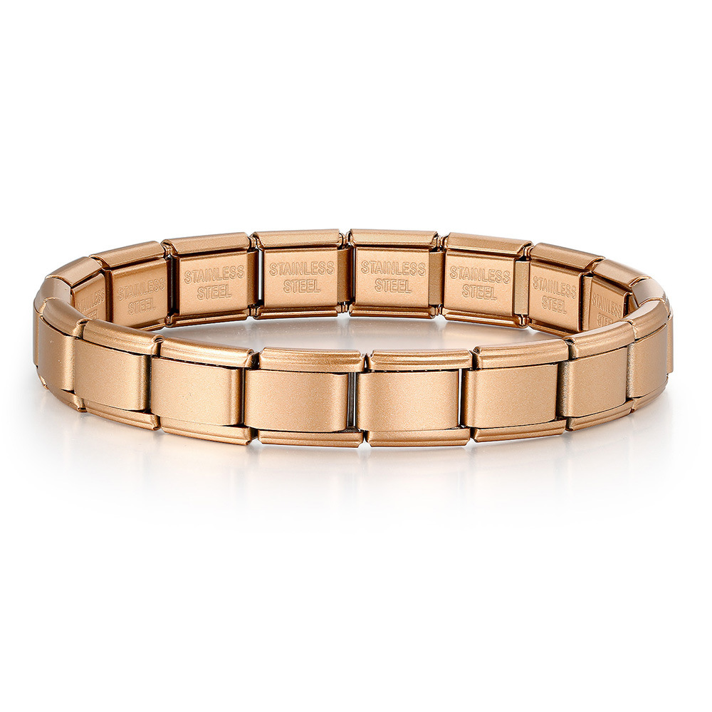 Matte electroplated Italian modular bracelet with elastic interlocking titanium steel watch strap accessories wholesale basic chain