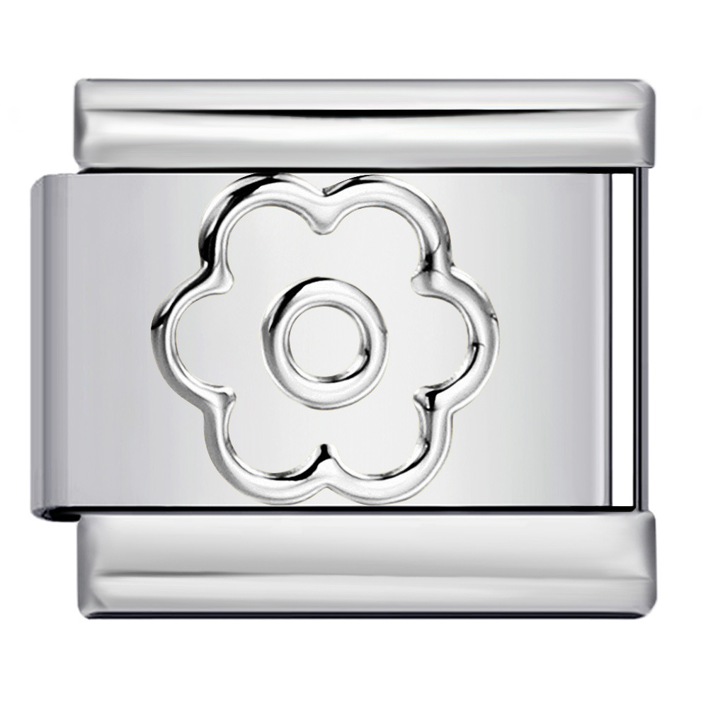 DIY Italian Modular Charm Bracelet with Gold and Silver Stamped Patterns, Titanium Steel