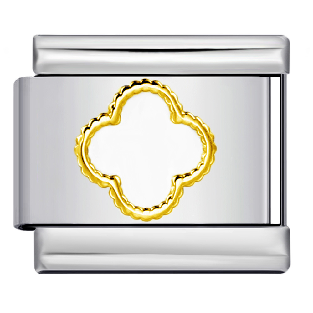 DIY Italian Modular Charm Bracelet with Gold and Silver Stamped Patterns, Titanium Steel