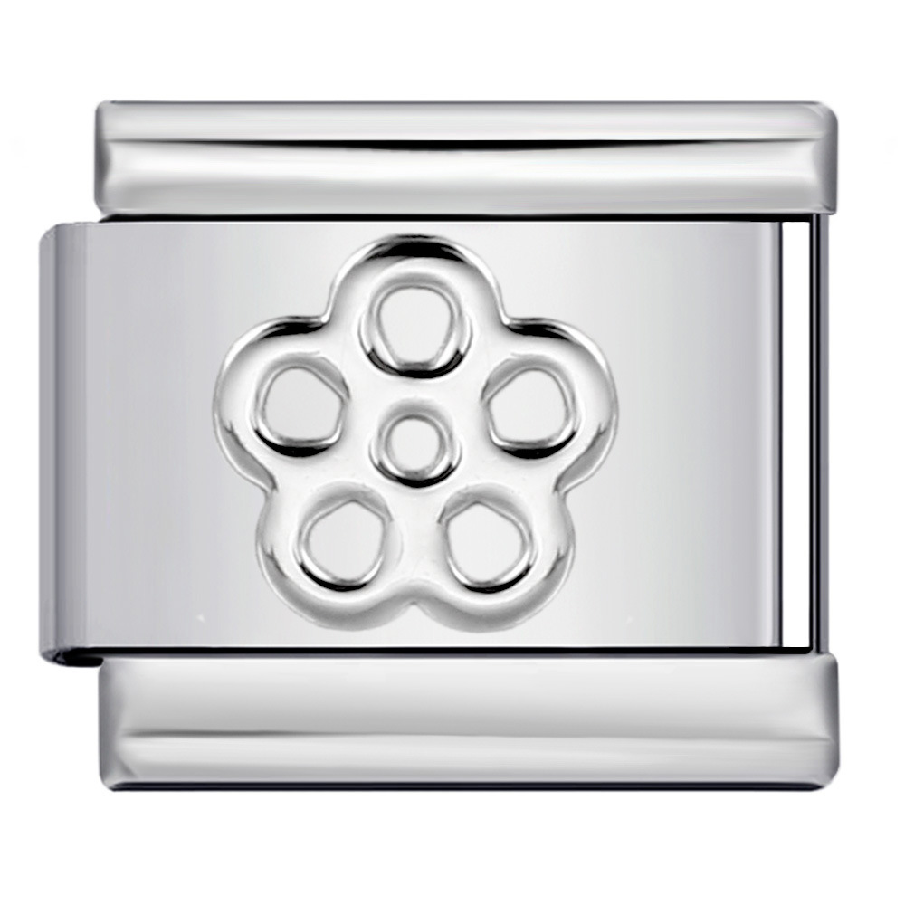 DIY Italian Modular Charm Bracelet with Gold and Silver Stamped Patterns, Titanium Steel