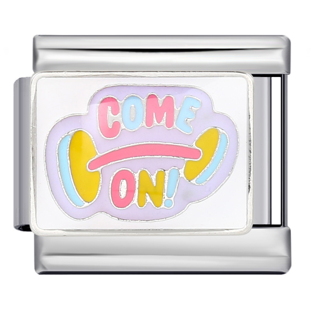 Colorful English and Italian modular bracelet, stainless steel welded and oil-dripping DIY jewelry, gift for elementary school students and children.