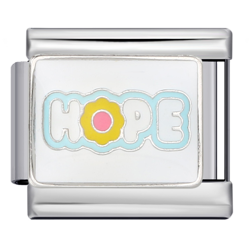 Colorful English and Italian modular bracelet, stainless steel welded and oil-dripping DIY jewelry, gift for elementary school students and children.