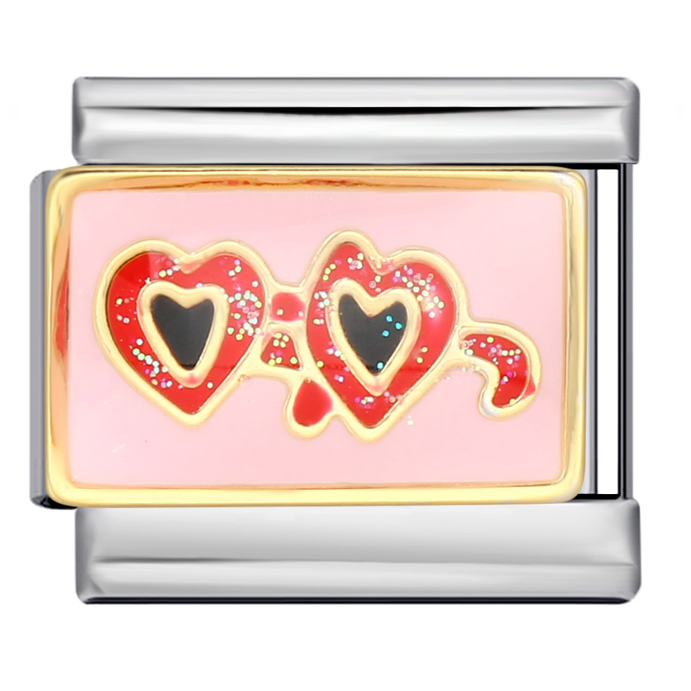 Cross-border e-commerce heart-shaped English series titanium steel welding oil dripping DIY Italian modular bracelet personalized accessories
