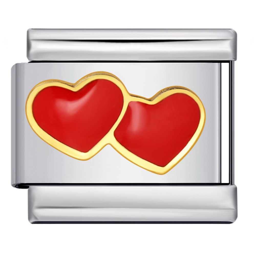 Cross-border e-commerce heart-shaped English series titanium steel welding oil dripping DIY Italian modular bracelet personalized accessories
