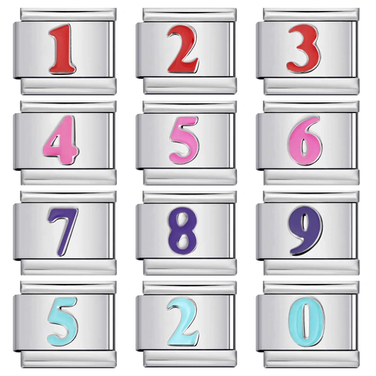New titanium steel concave colored Arabic numeral series Italian modular bracelet DIY elastic accessory wholesale
