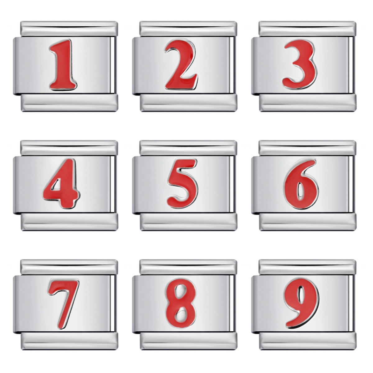 New titanium steel concave colored Arabic numeral series Italian modular bracelet DIY elastic accessory wholesale